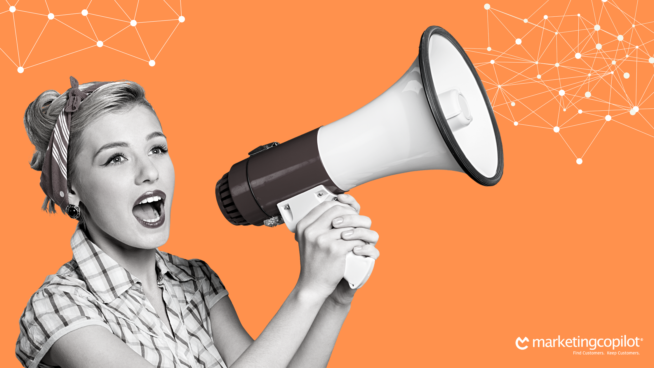 Era of Marketing blog banner of a woman speaking into a megaphone